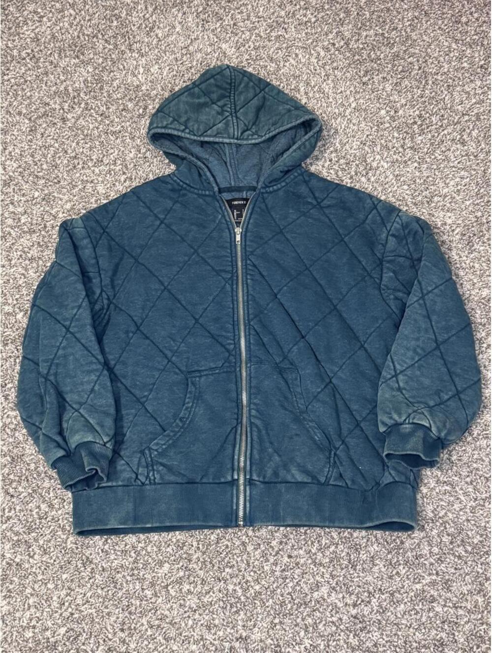 Forever 21 Quilted Zip-Up Hoodie | Women’s Small